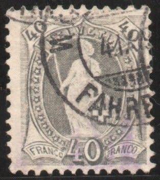 Switzerland 1882 Defin 40c grey very fine used. SG simplified 209. Cat £22 (2013)