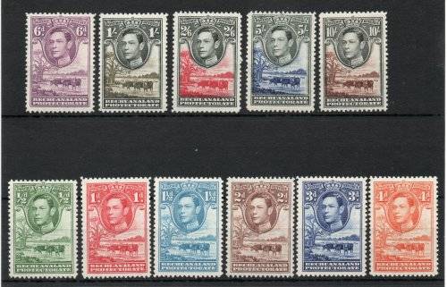 Bechuanaland 1938 KGVI defin set of 11 very fine lightly mounted mint. SG 118-128. Cat £110 (2018)