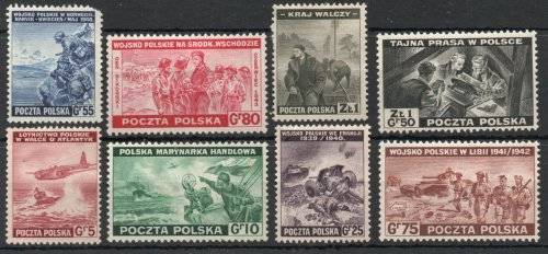 Poland 1943 `Issues of Exiled Government in London` set of 8 mm. SG 486-493. Cat £21,80 (2012)