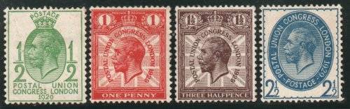 Great Britain 1929 UPU Congress set of 4 very fine used. SG 434-437. Cat £16,75 (2022)