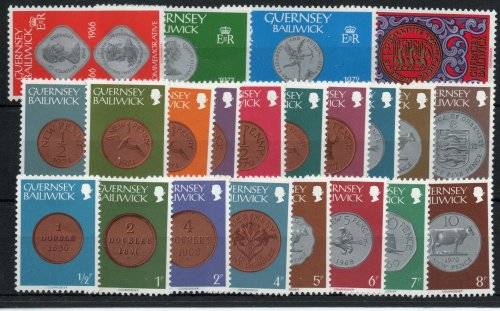 Guernsey 1979 Coin set of 22 mounted mint. SG 177-198. Cat £20,45 (2013)