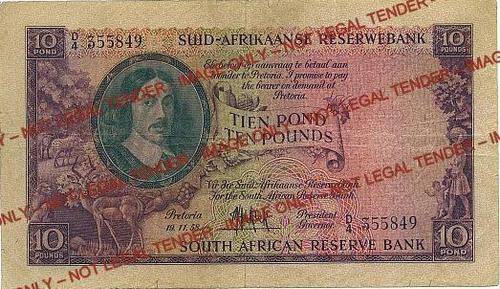 MH De Kock - Ten pounds - 3rd issue - D4 - F Condition
