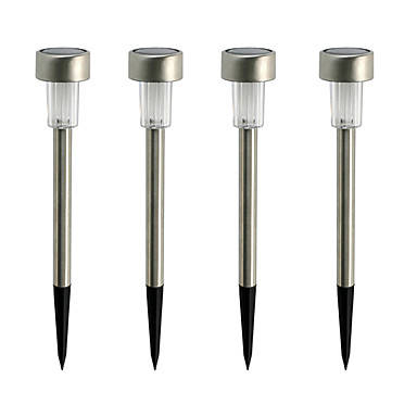 4 in a Box - Solar Stainless Steel Garden or path lights - Stands up 28cm