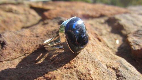 STERLING SILVER RING WITH GENUINE DICHORITE GEMSTONE!!