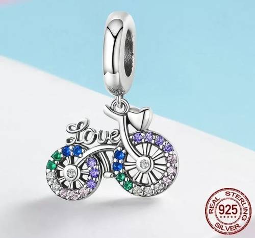 S925 Love Bicycle Colourful Charm fits Pandora Bracelets