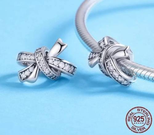 S295 Bow Shaped Charm fits Pandora Snake Chain Bracelet