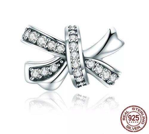 S295 Bow Shaped Charm fits Pandora Snake Chain Bracelet