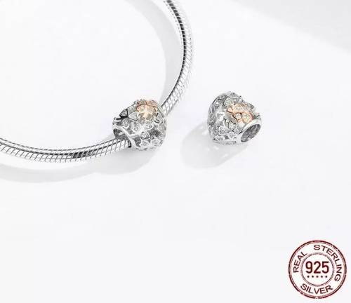 S925 Clover Openwork Heart Charm fits Pandora Snake Chain Bracelet