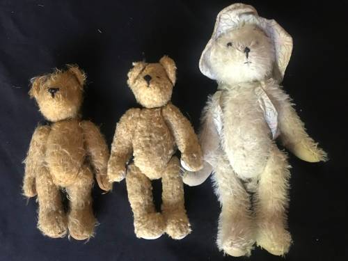 3 X Vintage Teddy Bears with moveble limbs