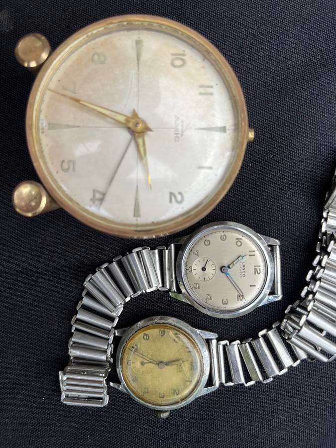 Vintage watches and clock. LANC & CYMA AMIC. NOT WORKING. For spares or repair.
