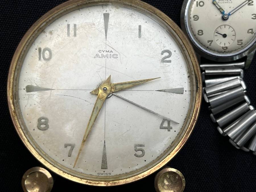 Vintage watches and clock. LANC & CYMA AMIC. NOT WORKING. For spares or repair.