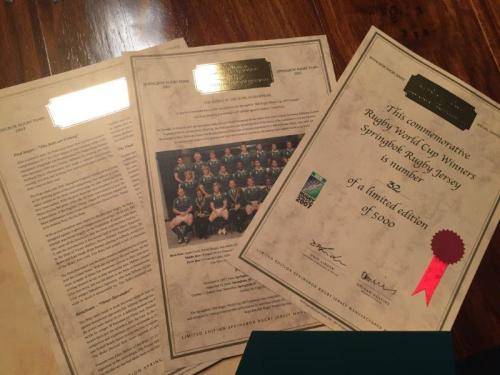 Limited edition  Rugby Jersey with signed Captains