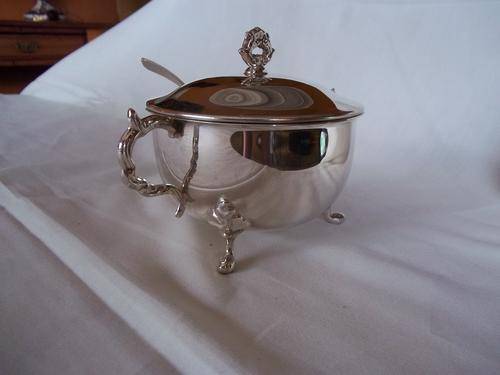 Silver Plated Sugar bowl with spoon