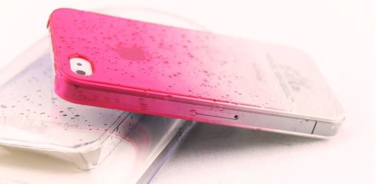 3D Raindrop Cellphone Cover For Iphone 4 Iphone 4s Cellphone Case Pink