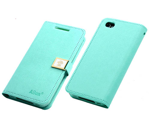 Wallet Style Cellphone Case With Strap For Apple Iphone 5 Cellphone Cover Mint Green