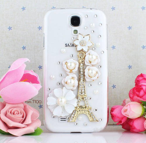 Eiffel Tower With Flower Crystal Cellphone Cover For Samsung Galaxy S4 I9500