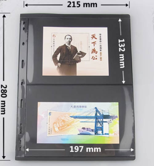 Stamp Banknote Sleeve Coins Notes Accessories A4 Black 2 Pocket Album Binder Page