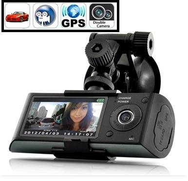 Dual Camera Car Blackbox DVR with GPS Logger and G-Sensor FREE SHIPPING