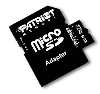 Patriot 8GB Micro SD Class 4, 2 in 1   With SD Adaptor