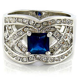 ~~Perfection !~Ladies designer cz & Princess cut Sappire Ring