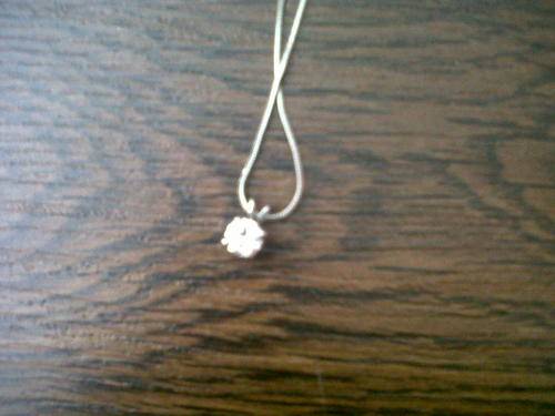 Silver chain with diamond simulant pendant