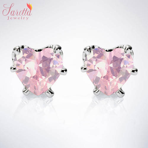 Heart cut pink Sapphire stud earrings