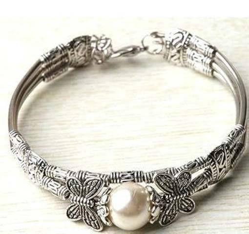 Tibet silver white pearl bracelet