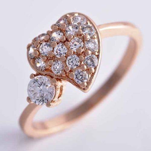 Classic rose gold filled cubic zirconia heart ring size 6