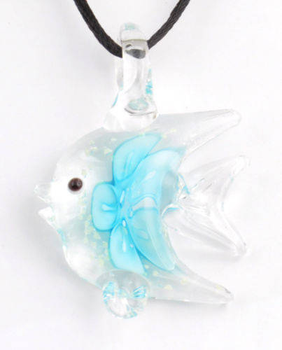 Lovely ocean fish murano lampwork glass pendant necklace
