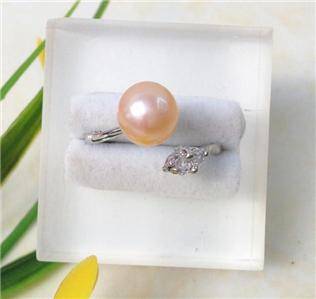 Natural pink cultured pearl ring size 7-8