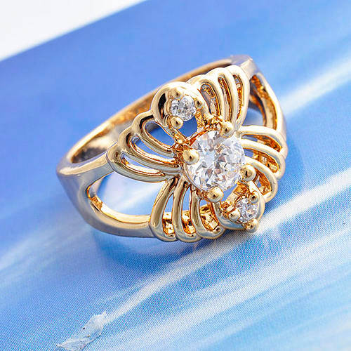 Gold filled cubic zirconia spider ring size 5