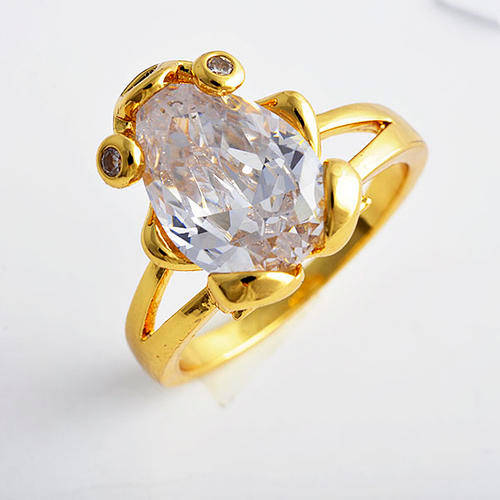 Unique gold filled frog cubic zirconia ring size 7