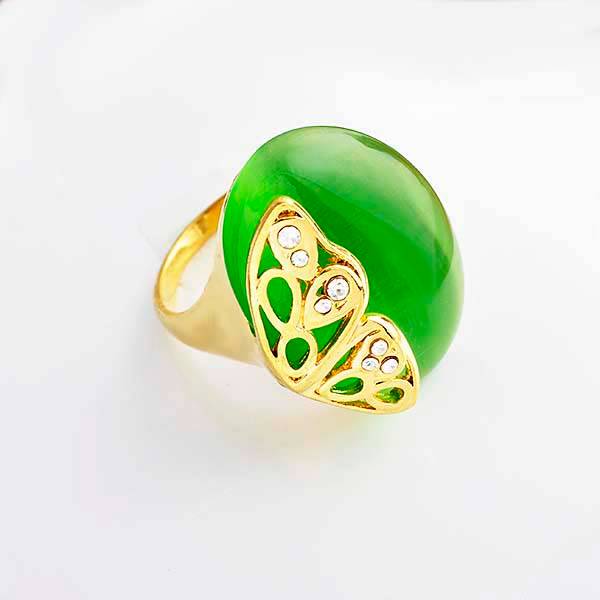 Deluxe gold filled opal & cubic zirconia ring size 7
