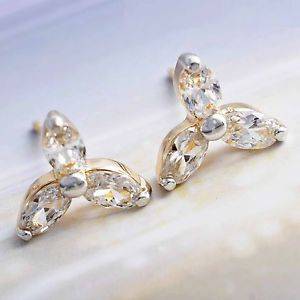 Gold filled cubic zirconia clover earrings
