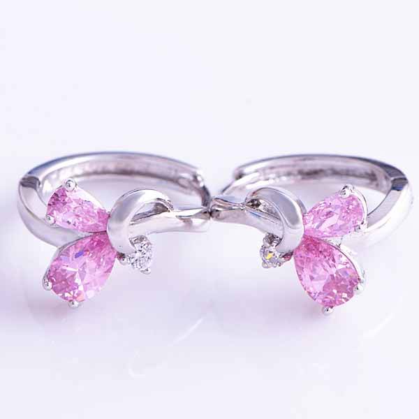 White gold filled pink cubic zirconia earrings