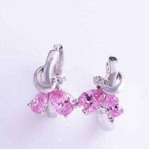 White gold filled pink cubic zirconia earrings