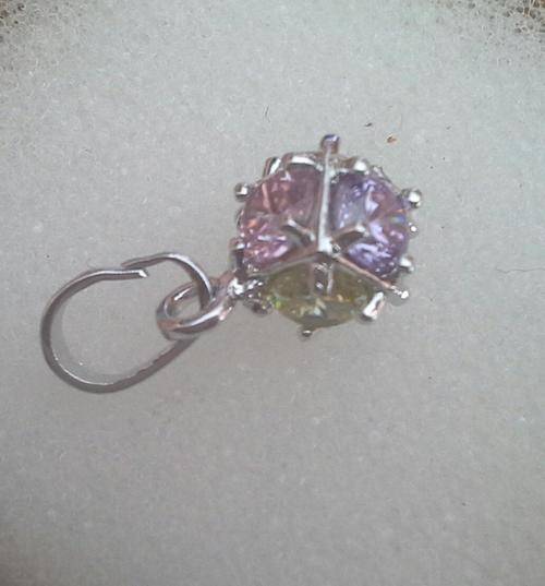 White gold filled cubic zirconia ball pendant