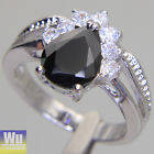 Black sapphire white gold filled ring size 5