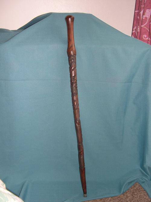 Central African hand-carved walking stick