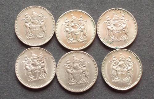 Coin Rhodesia 2 1/2 cent 1970 x6 EF
