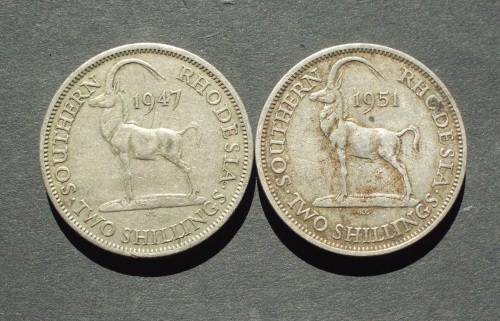 Coin Southern Rhodesia 2 Shilling x 2 Fine/VF