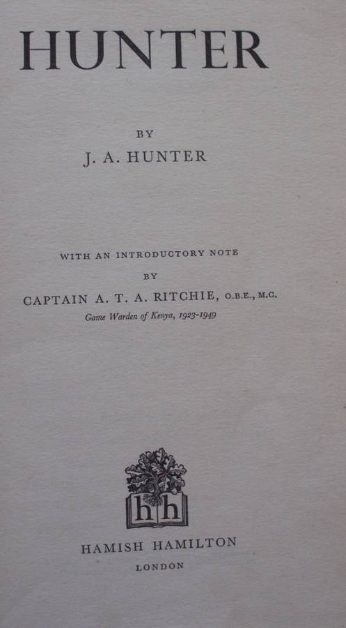 Book - Hunter - by J.A.Hunter 1952