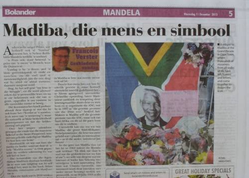 Newspaper - Bolander - Tribute to Nelson Mandela - 2013