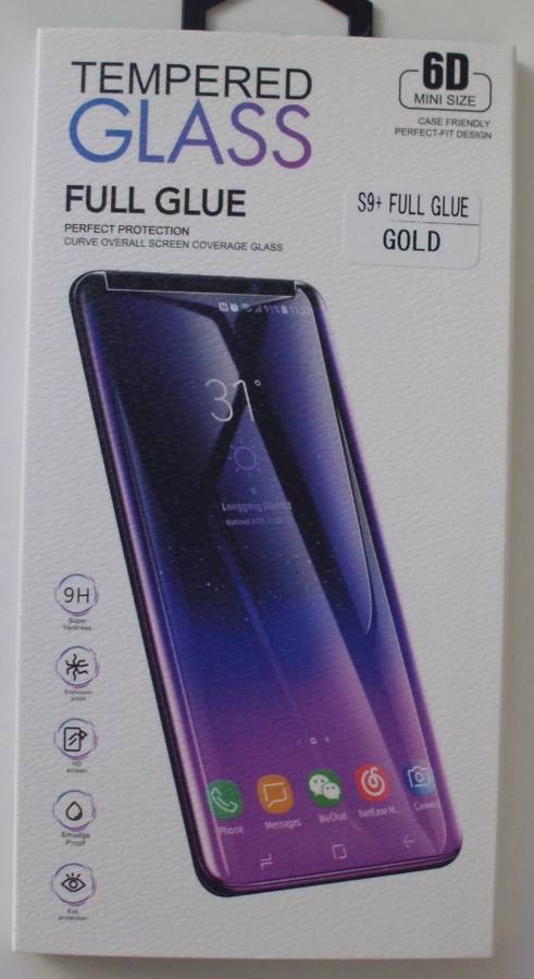 Samsung S9+ Gold Screen Protector Tempered Glass Curved