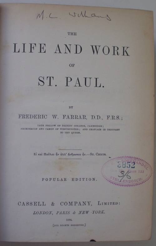 Book - The Life And works Of St.Paul - F.W.Farrar - 1884