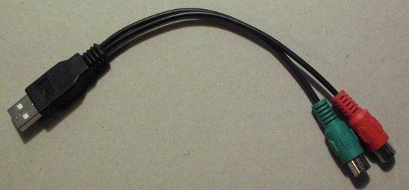 Cable usb to rca red/green female.