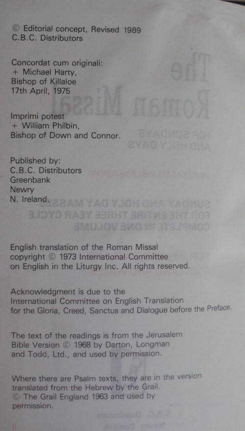 Bible - The Roman Missal - 1989