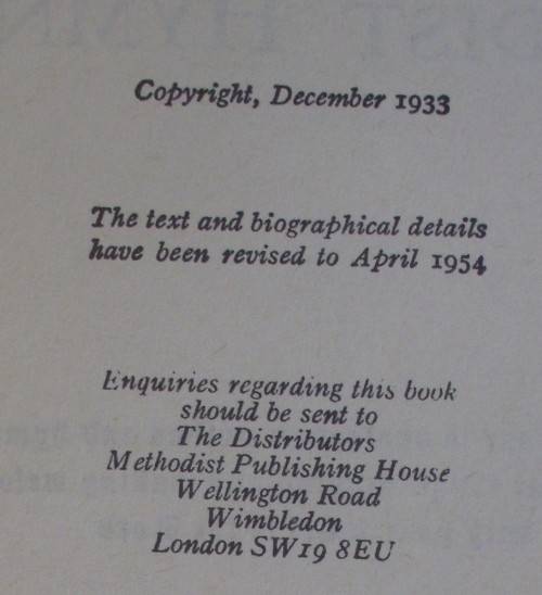 Bible/Book -The Methodist Hymn Book -1954-1,040 Pages-Pocket-Leather