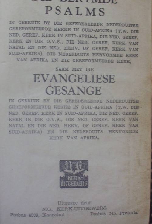 Bible - Die Berymde Psalms /Evangeliese Gesange - 1957 unusual