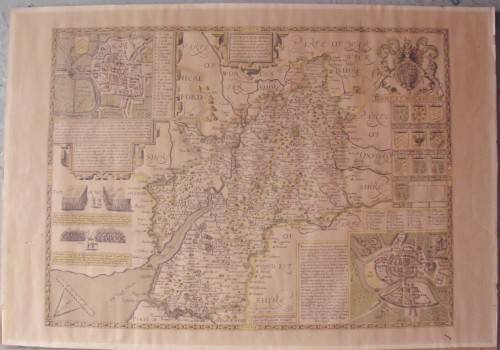 Antique Print - Gloucester, Wales - 1610 - Printed Both Sides.